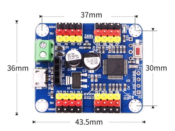 16 way steering gear control board steering gear controller intelligent robot serial port